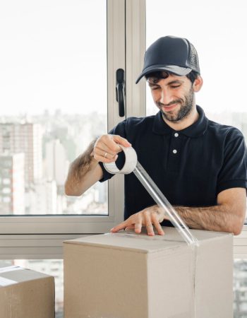 smiling-delivery-man-uniform-packing-cardboard-box_23-2147862248